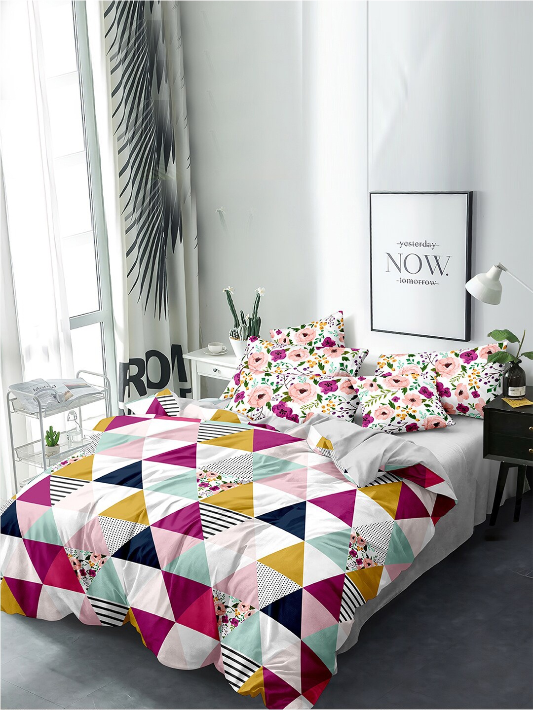 

homewards White & Purple Geometric Microfiber AC Room 150 GSM Double Bed Dohar