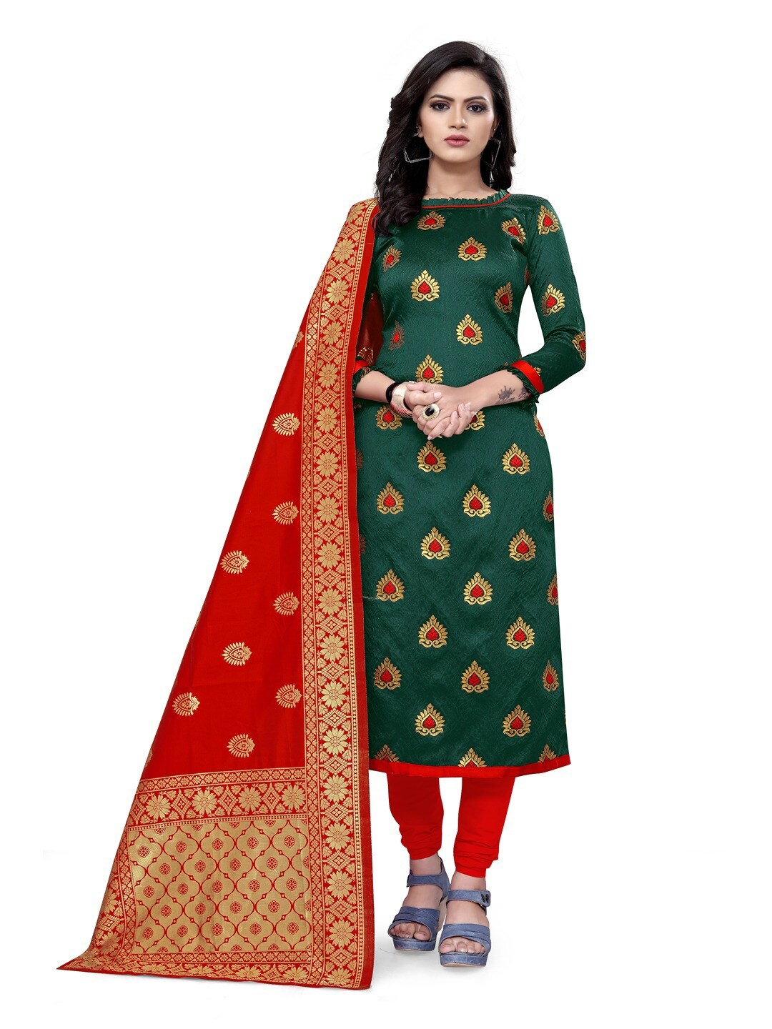 

Angroop Unstitched Dress Material, Green