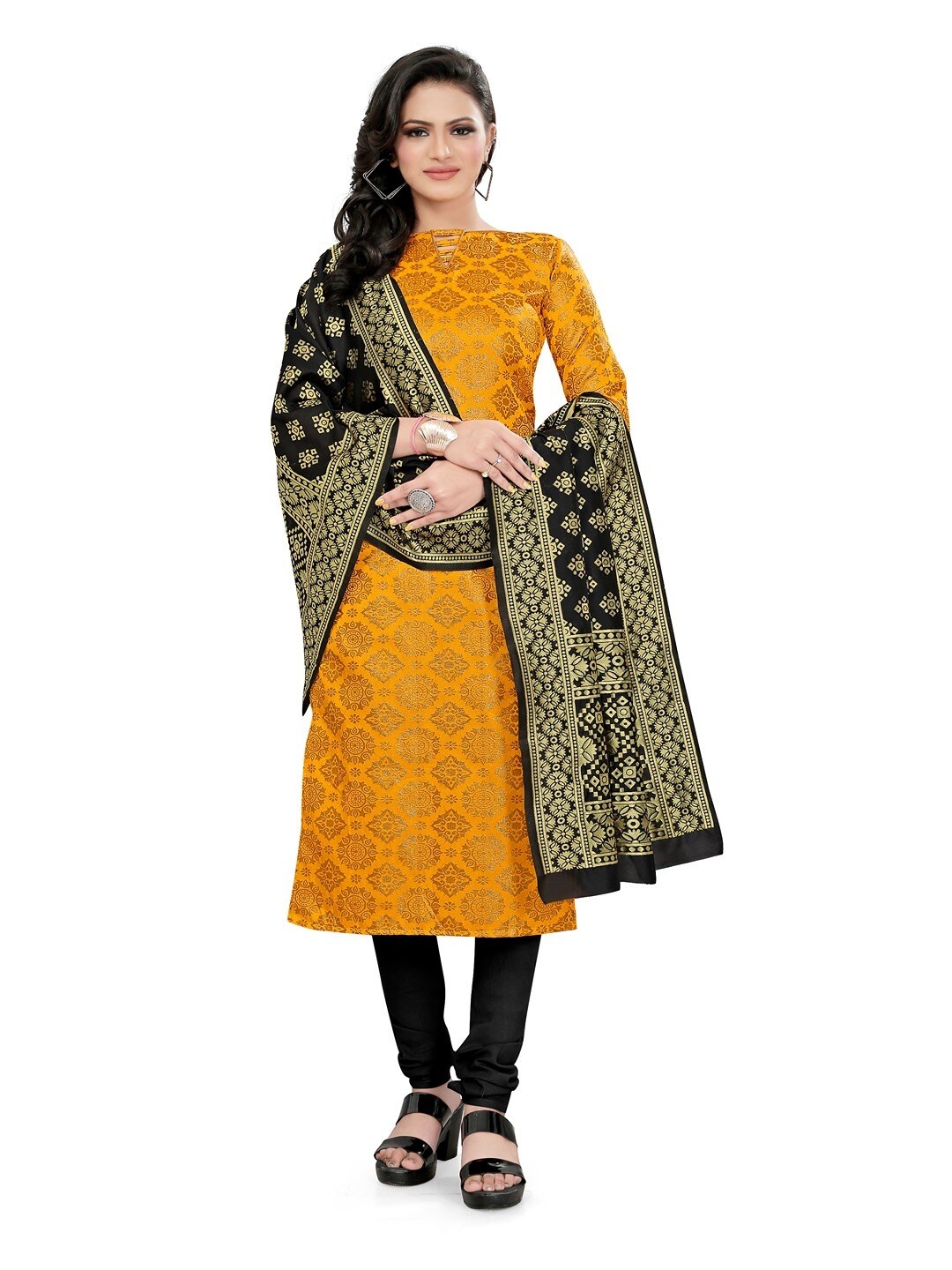 

Angroop Unstitched Dress Material, Yellow