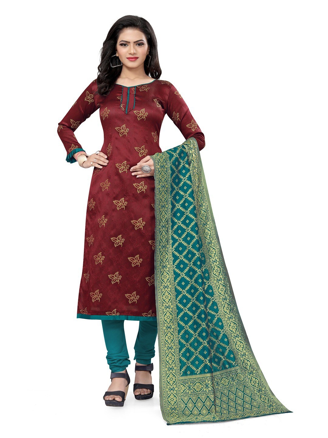 

Angroop Unstitched Dress Material, Maroon