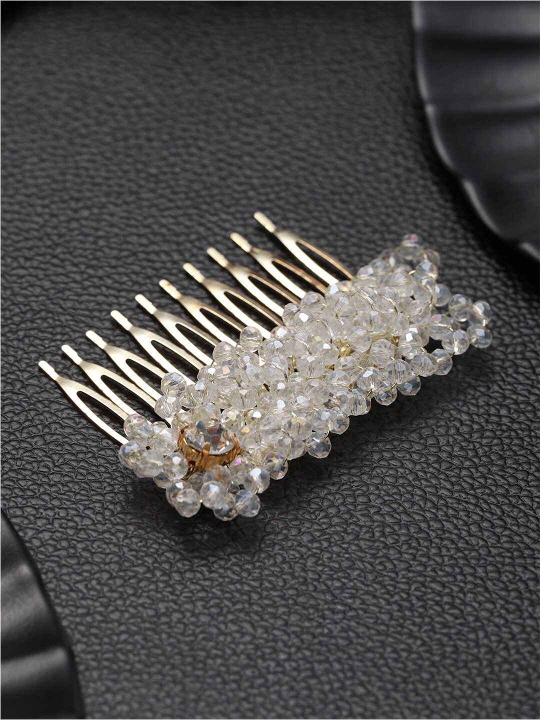 

Jazz and Sizzle Women Gold-Plated Embellished Comb Pin, White