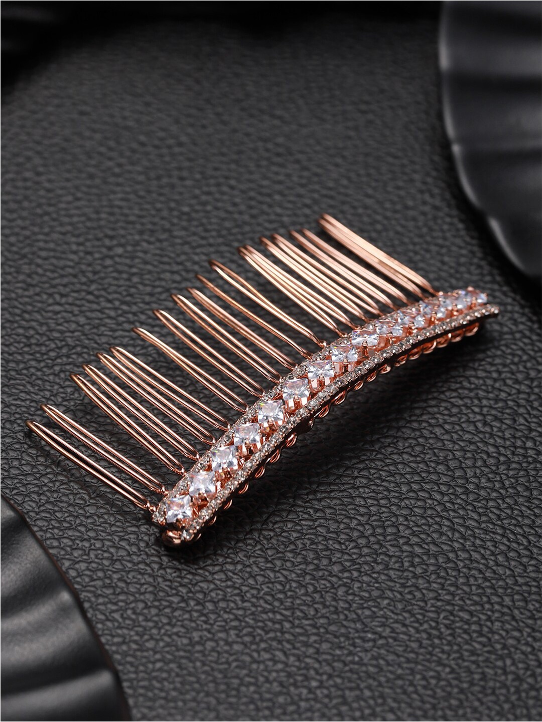 

Jazz and Sizzle Women Rose Gold-Plated Embellished Comb Pin