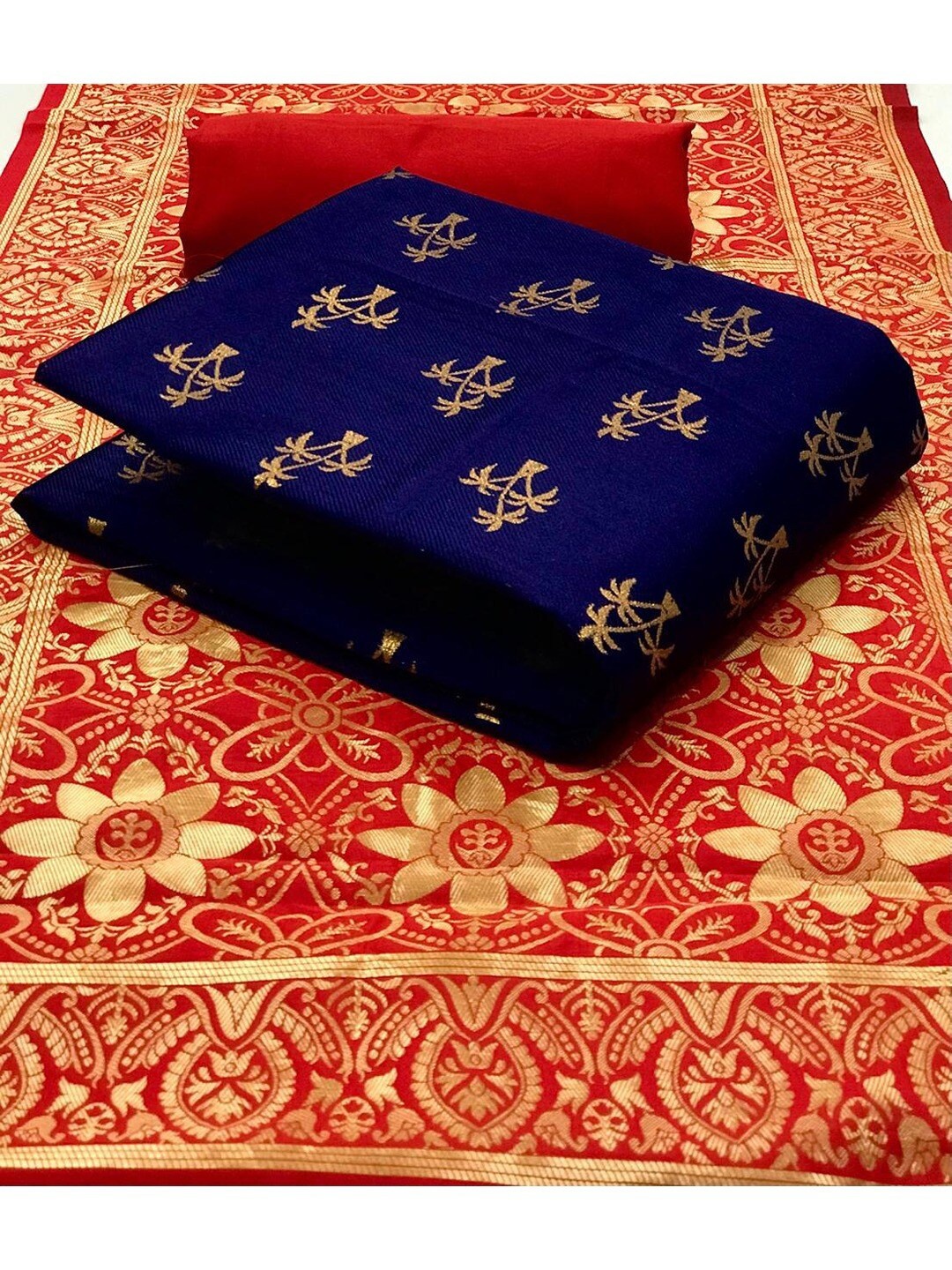 

Angroop Ethnic Motifs Woven Design Unstitched Dress Material, Blue