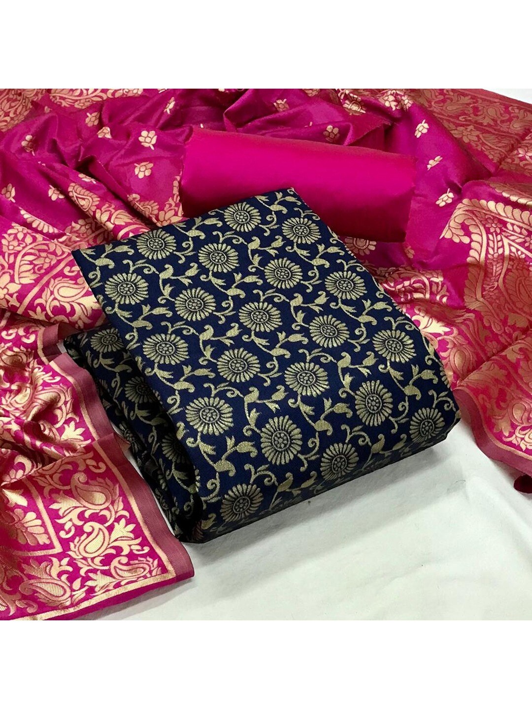 

Angroop Woven Design Banarasi Silk Unstitched Dress Material, Blue