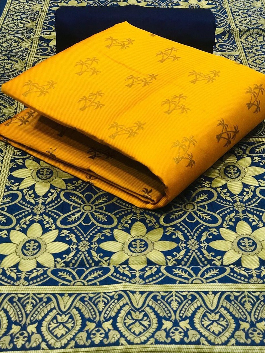 

Angroop Jacquard Work Banarasi Silk Woven Design Unstitched Dress Material, Yellow