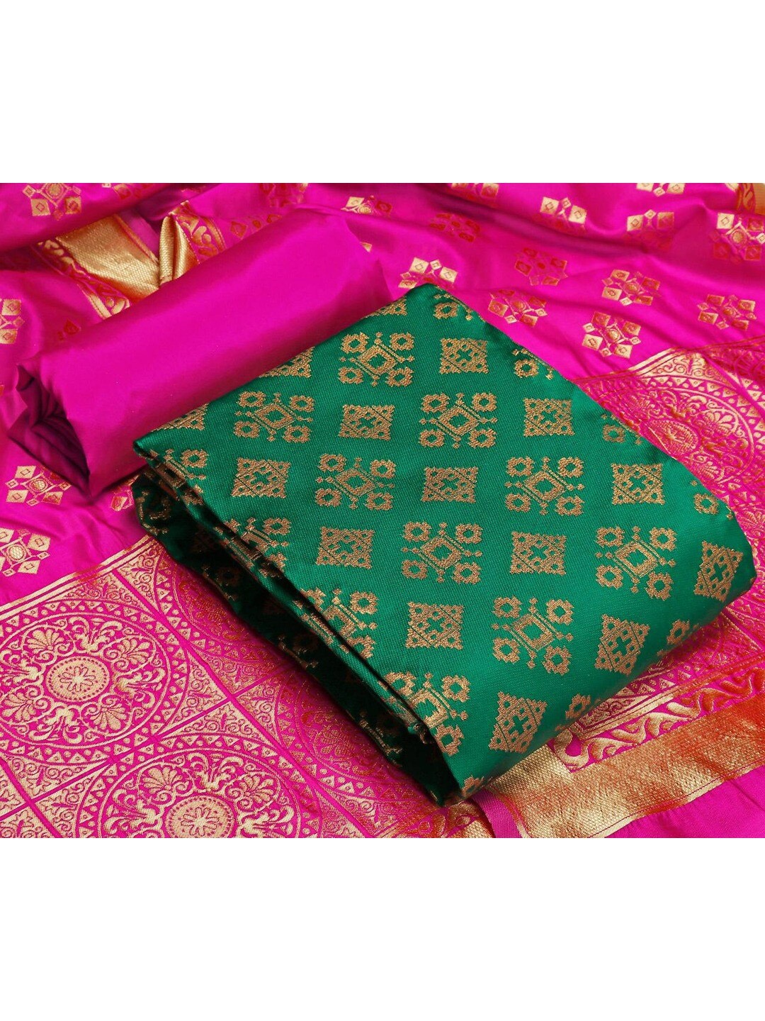 

Angroop Woven Design Banarasi Silk Unstitched Dress Material, Green