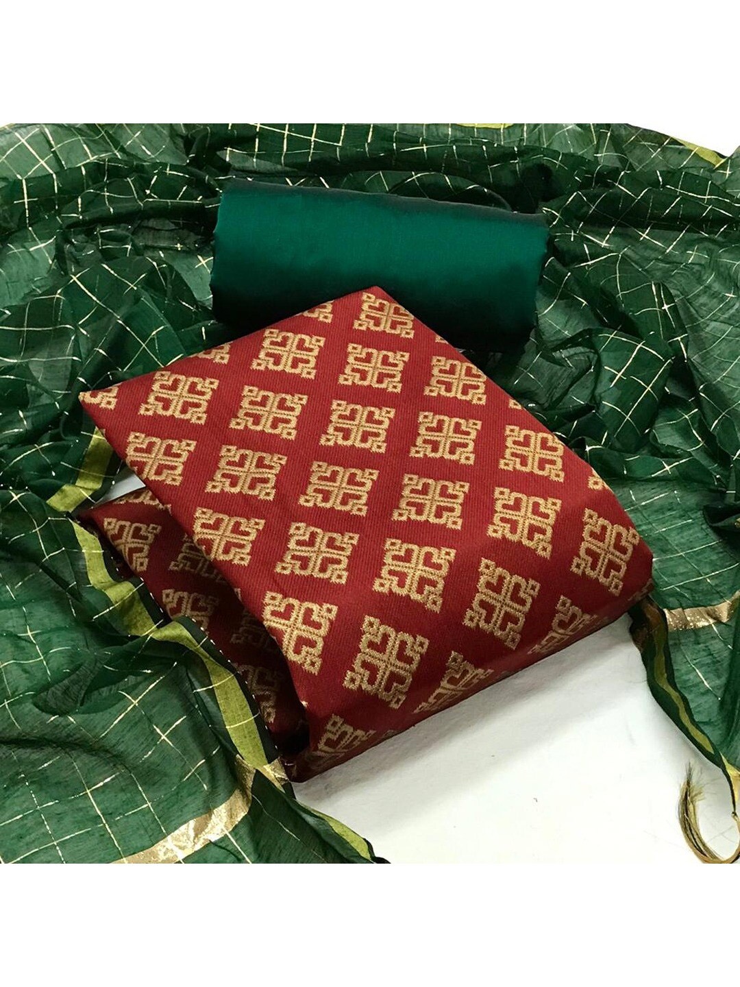 

Angroop Ethnic Motifs Unstitched Dress Material, Maroon