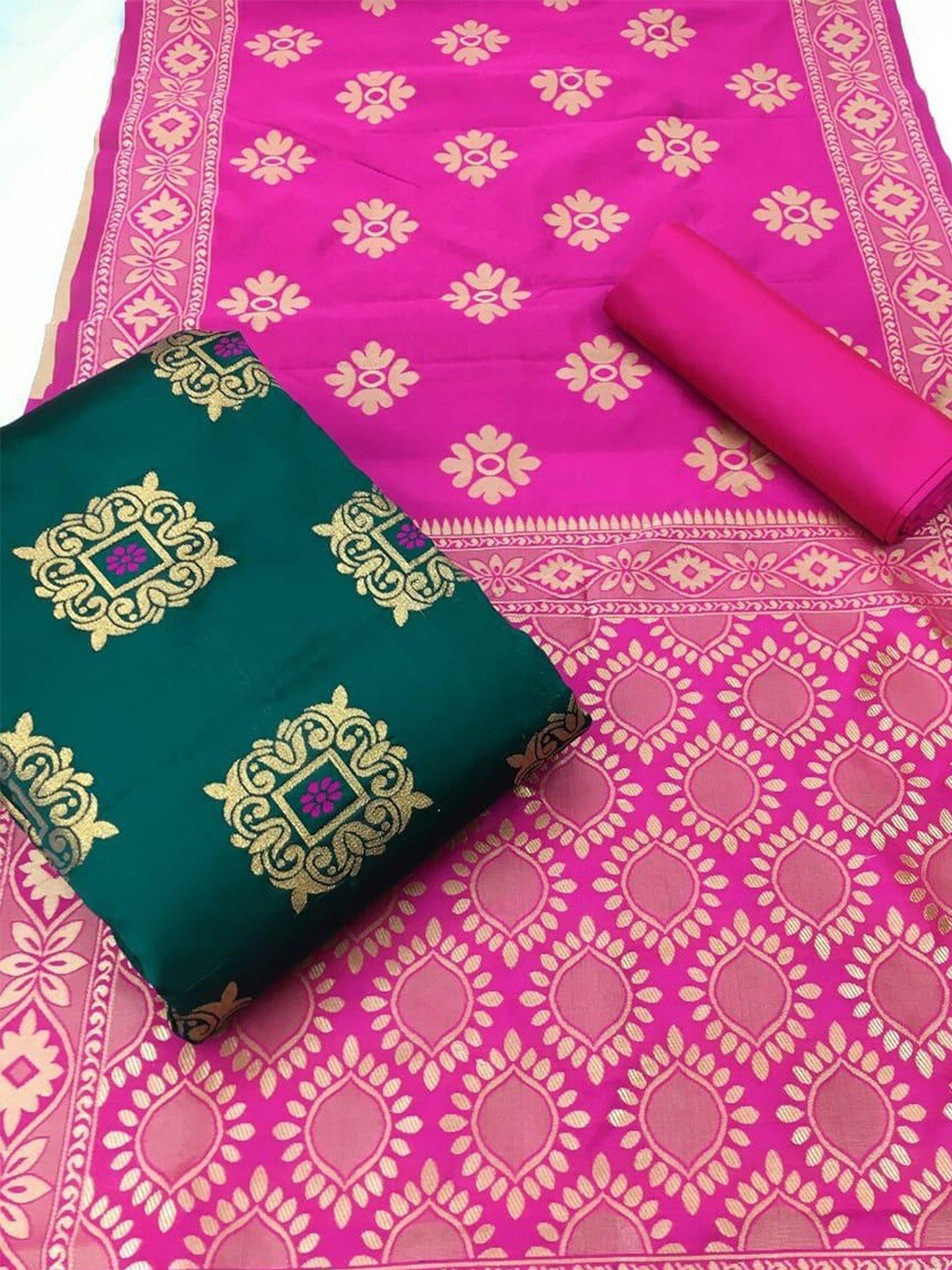 

Angroop Woven Design Banarasi Silk Unstitched Dress Material, Green