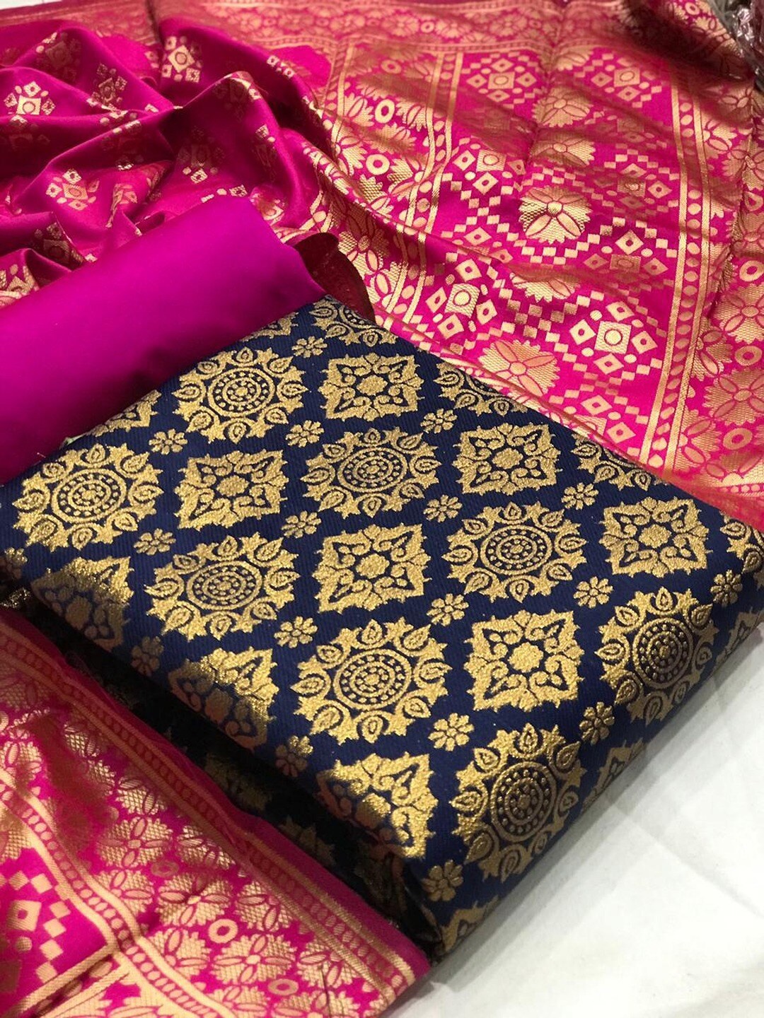 

Angroop Woven Design Banarasi Silk Unstitched Dress Material, Blue