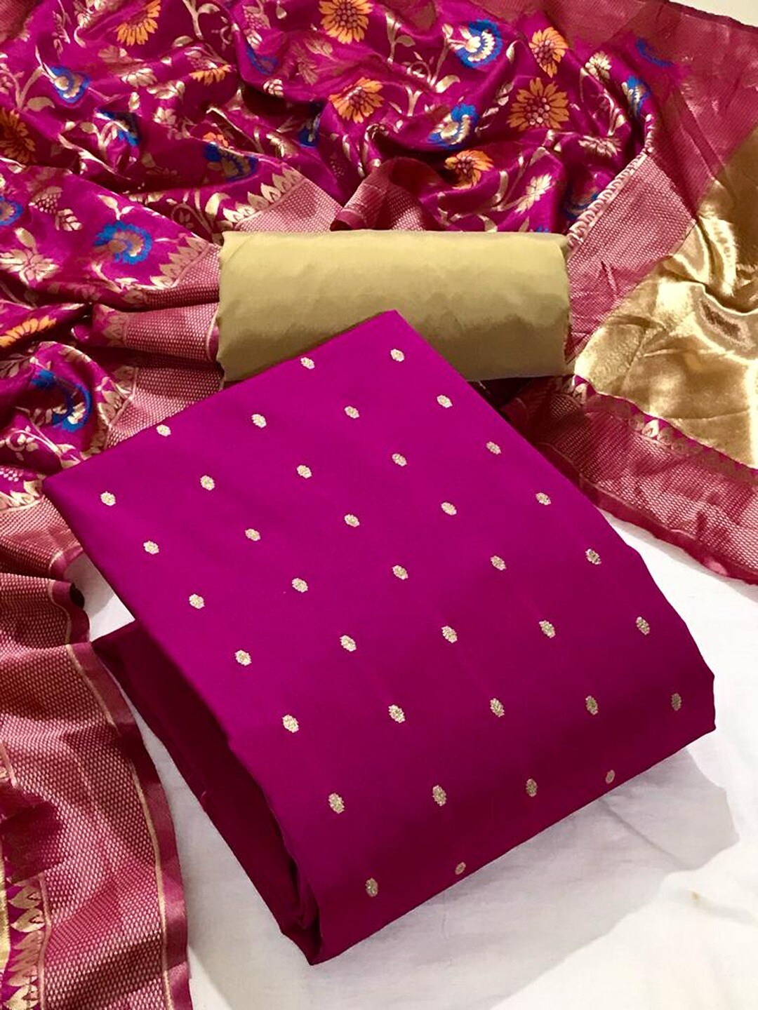 

Angroop Woven Design Unstitched Dress Material, Purple