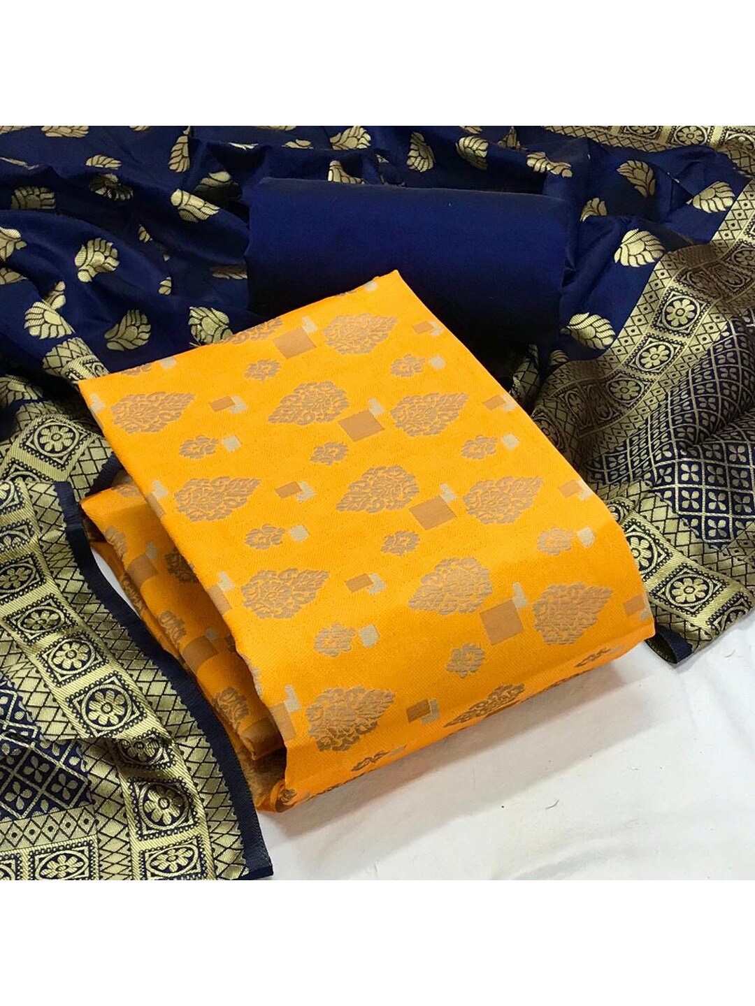 

Angroop Ethnic Motifs Woven Design Unstitched Dress Material, Yellow