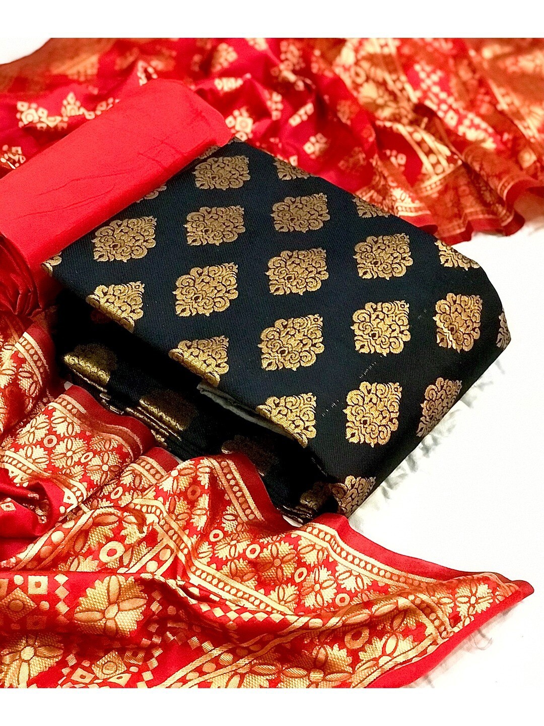 

Angroop Woven Design Banarasi Silk Unstitched Dress Material, Black