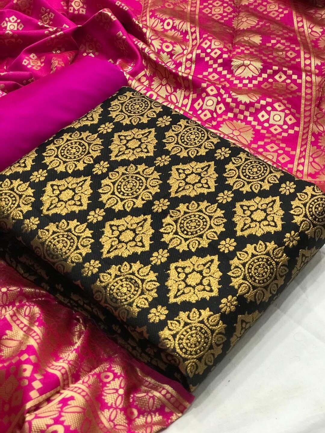 

Angroop Woven Design Banarasi Silk Unstitched Dress Material, Black