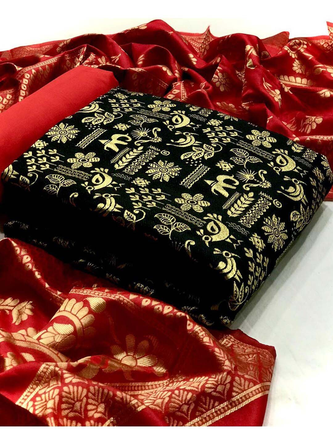 

Angroop Woven Design Banarasi Silk Unstitched Dress Material, Black