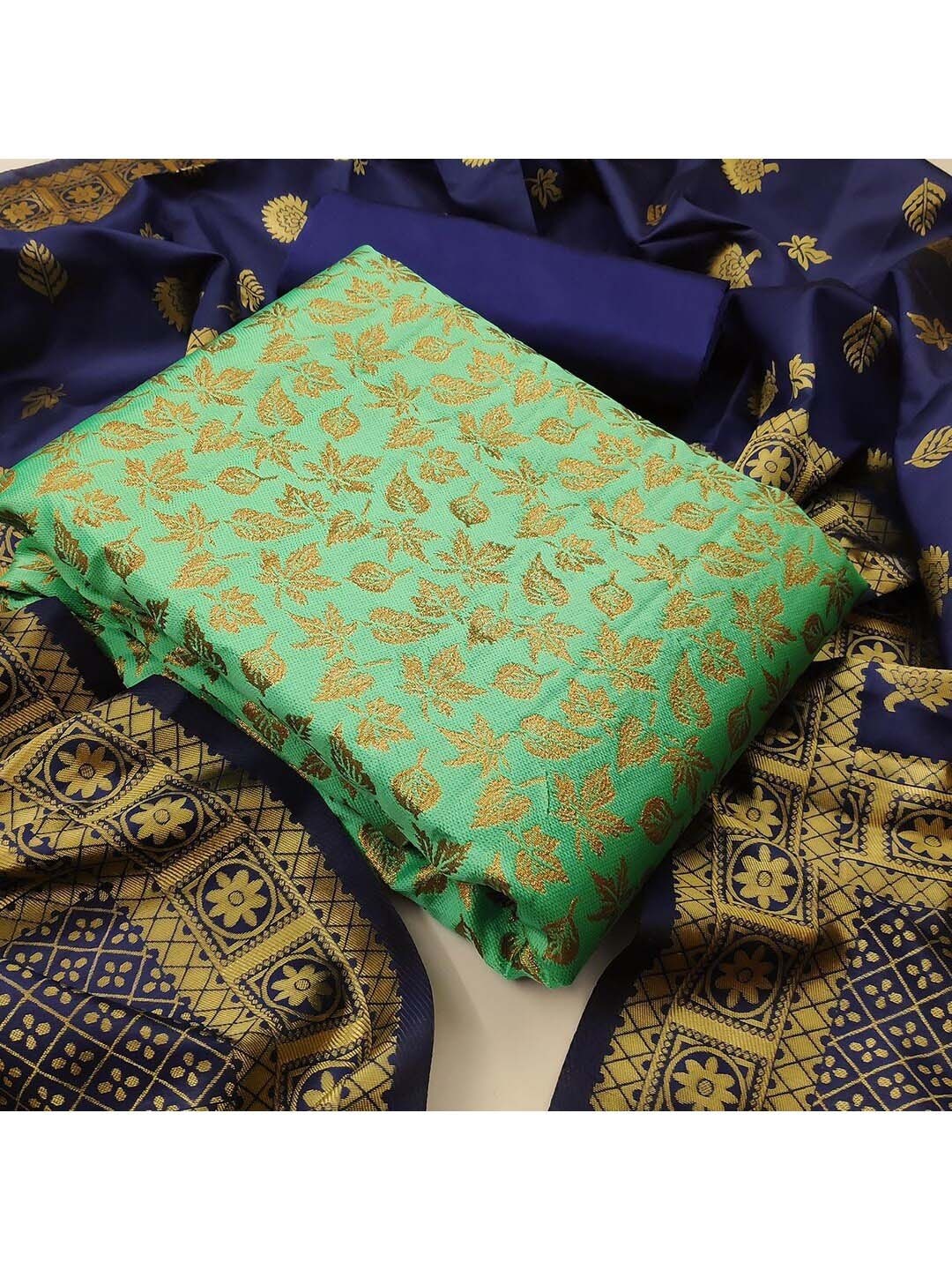 

Angroop Woven Design Banarasi Silk Unstitched Dress Material, Green