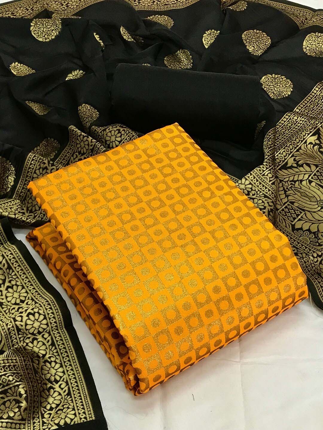 

Angroop Woven Design Banarasi Silk Unstitched Dress Material, Yellow