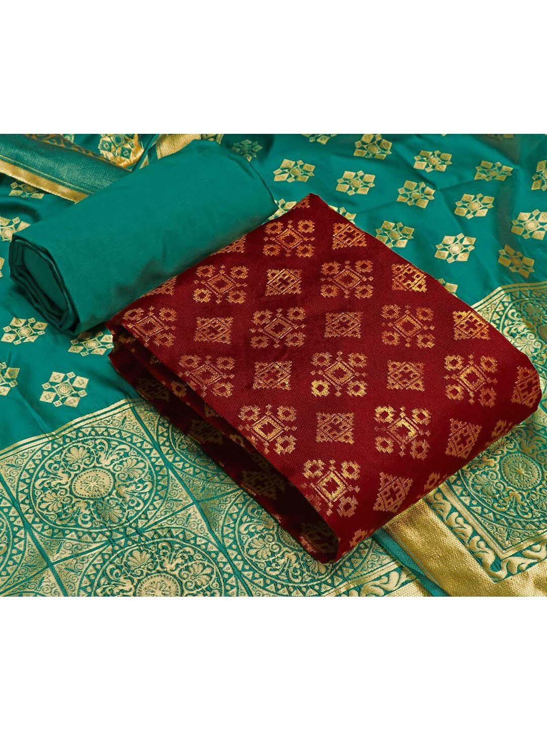 

Angroop Woven Design Unstitched Dress Material, Maroon