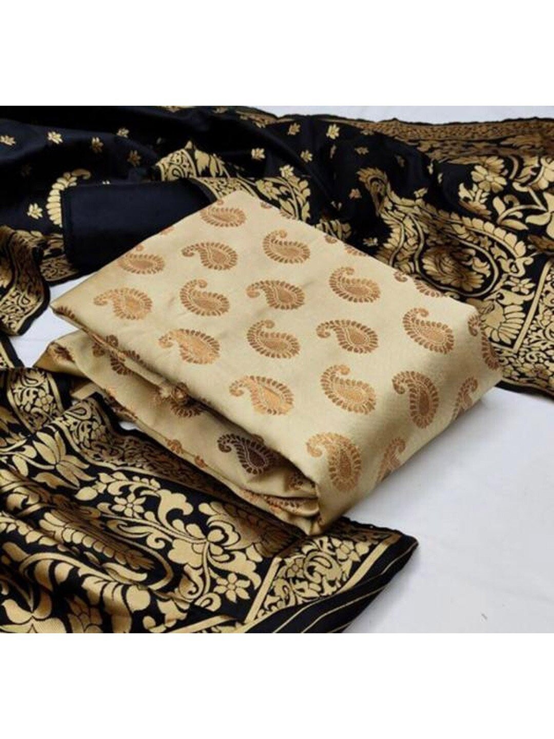 

Angroop Woven Design Unstitched Dress Material, Cream