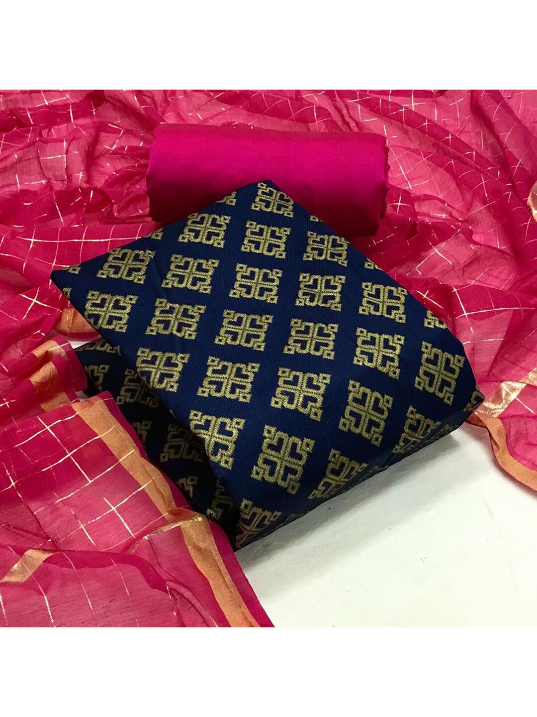 

Angroop Woven Design Unstitched Dress Material, Blue