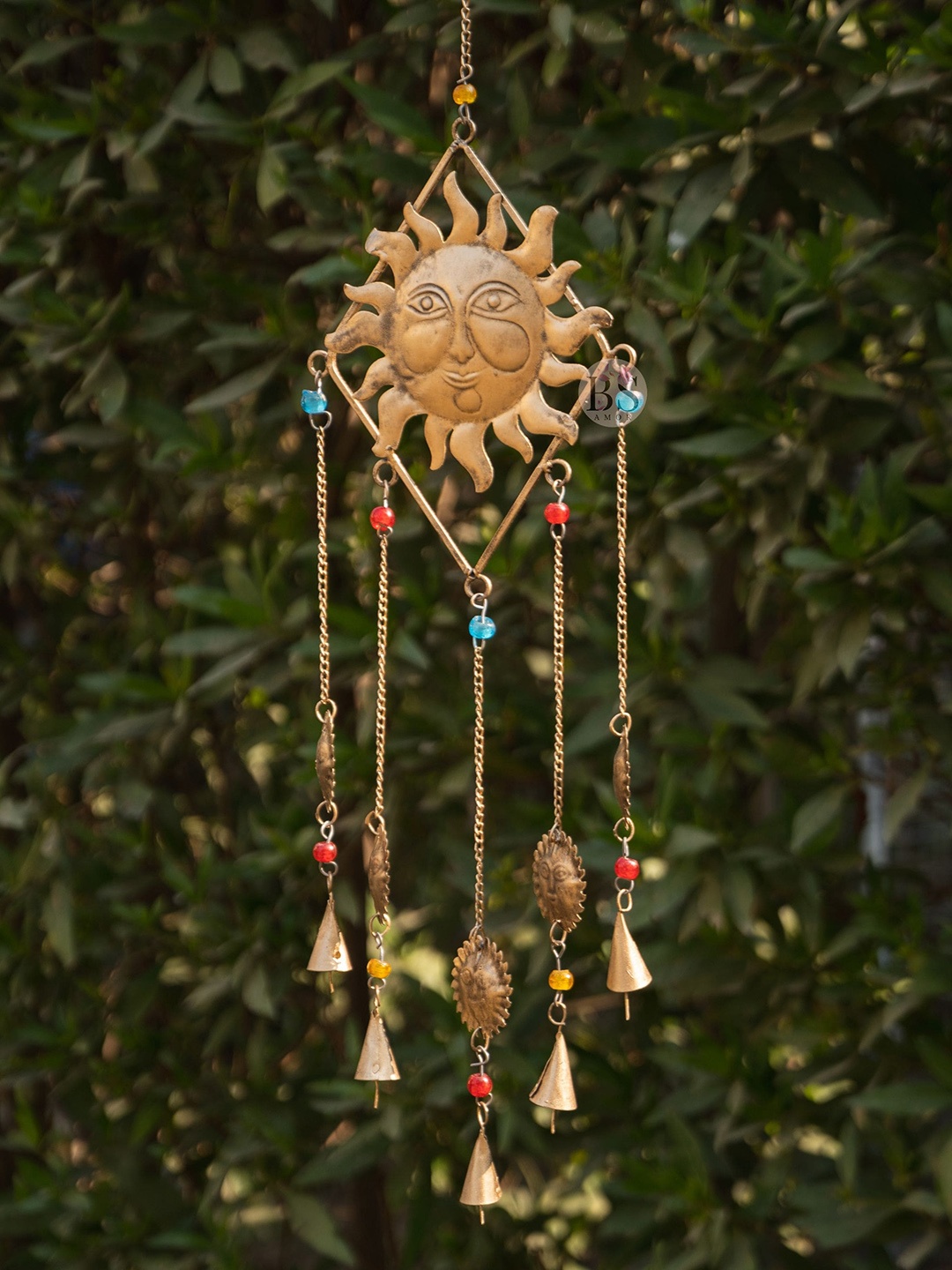 

BS AMOR Gold-Toned Sun Shaped Brass Windchimes