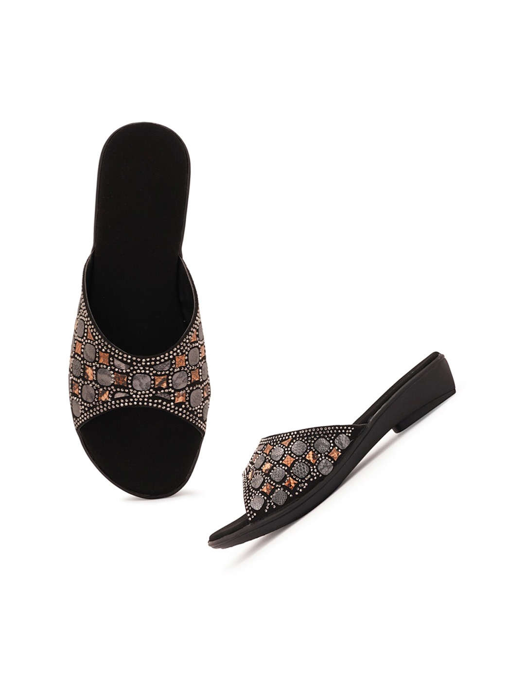 

Style Shoes Women Embellished Ethnic Open Toe Flats, Black