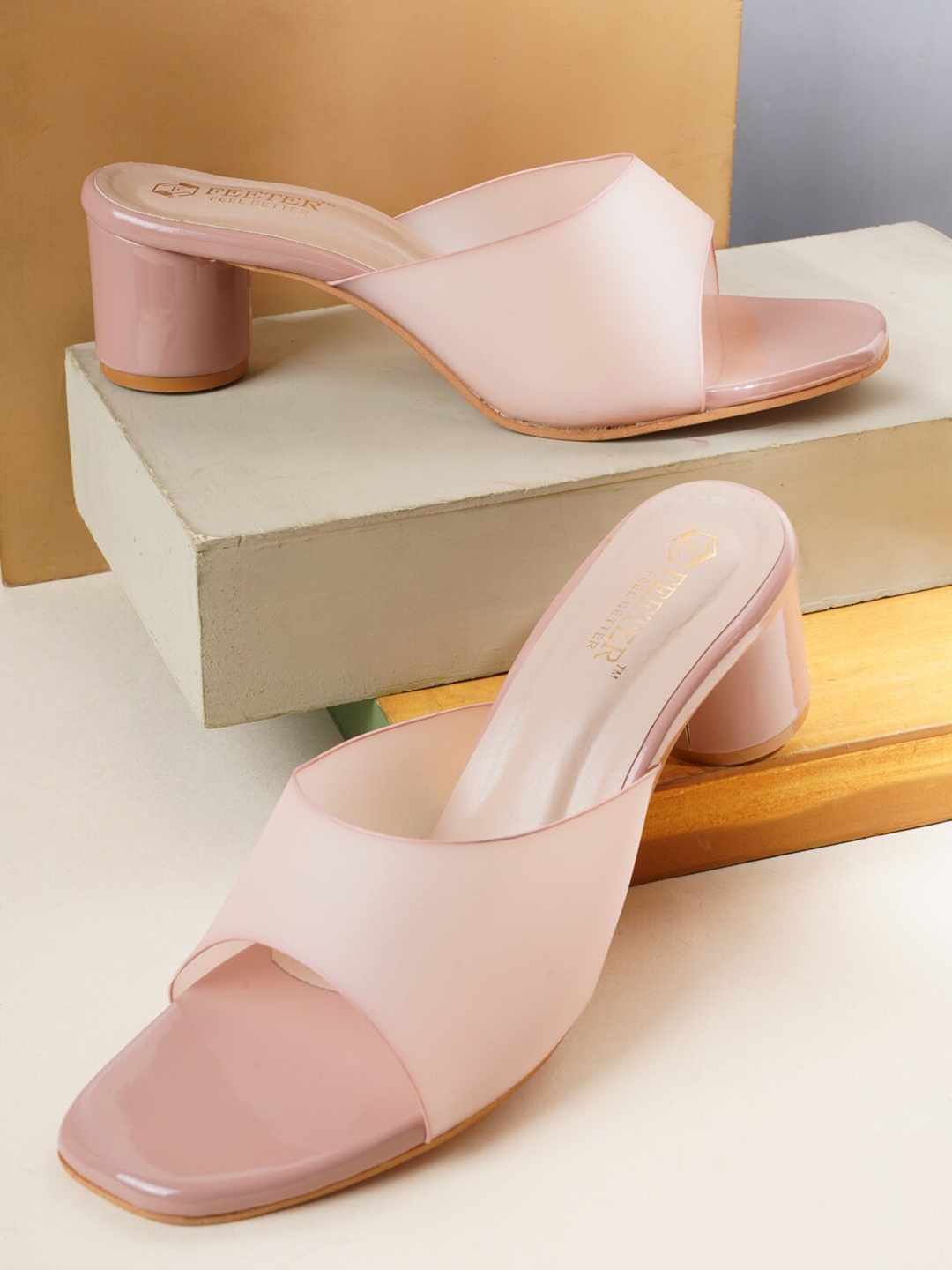 

Style Shoes Open Toe Block Heels, Pink