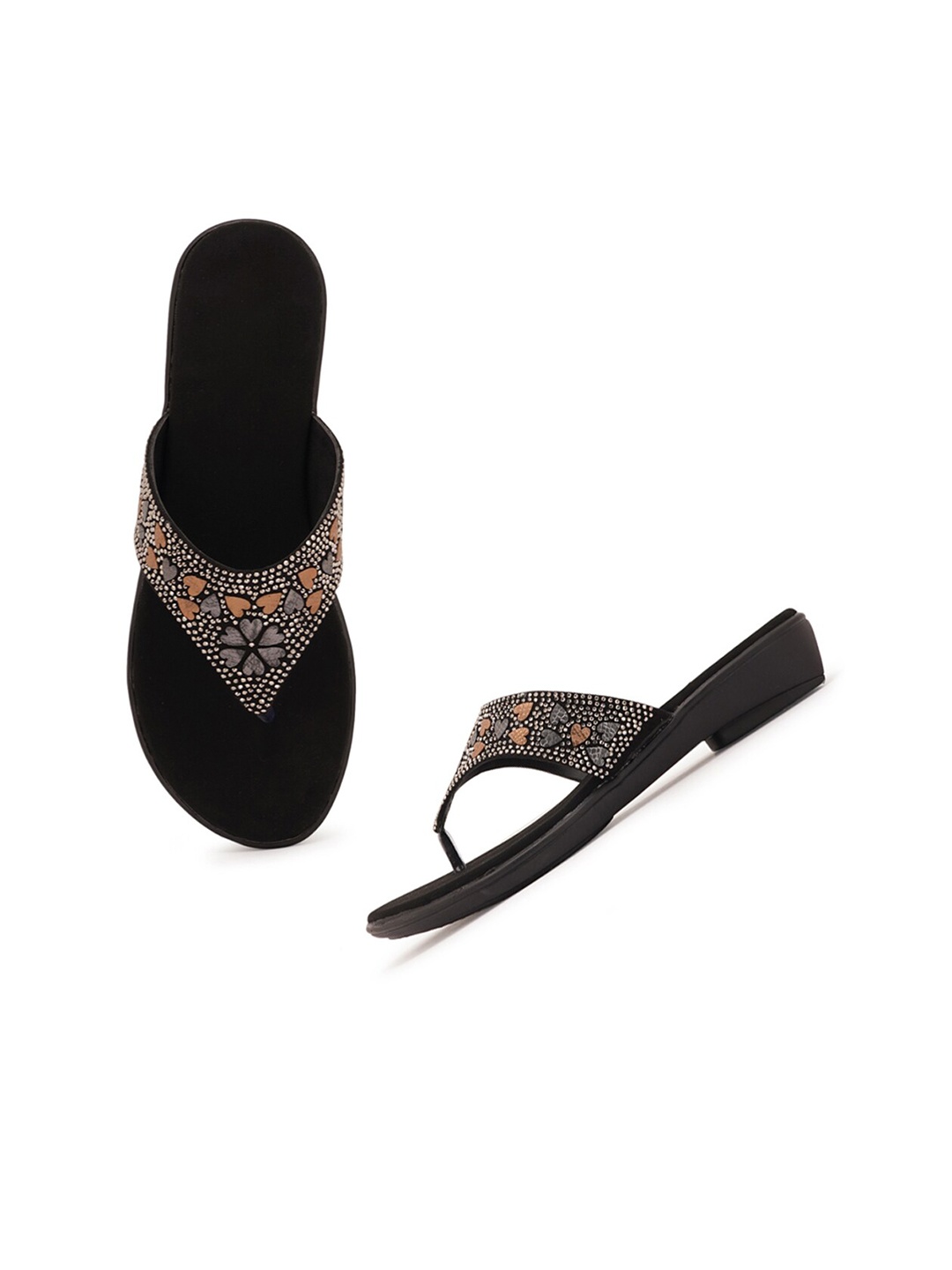 

Style Shoes Women Black Printed T-Strap Flats