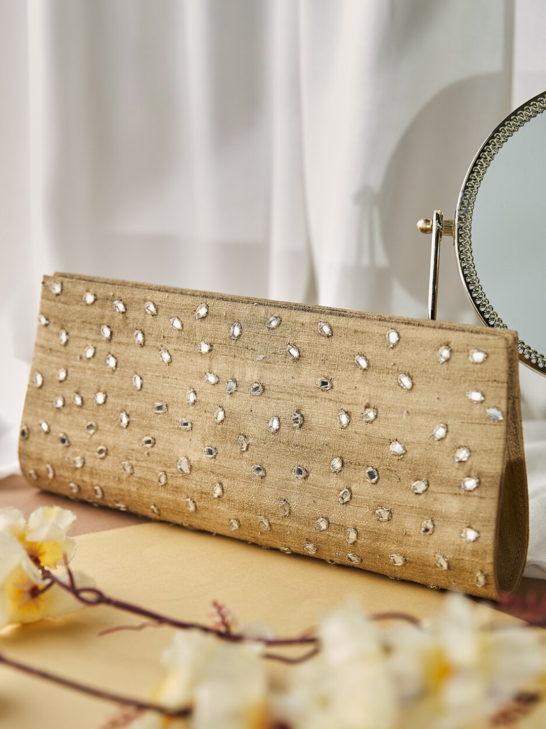 

Fabindia Embellished Purse Clutch, Beige