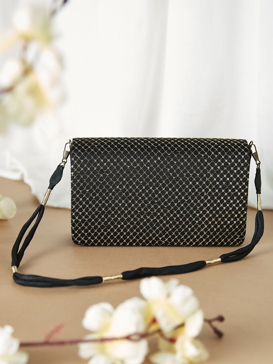 

Fabindia Embellished Foldover Clutch, Black