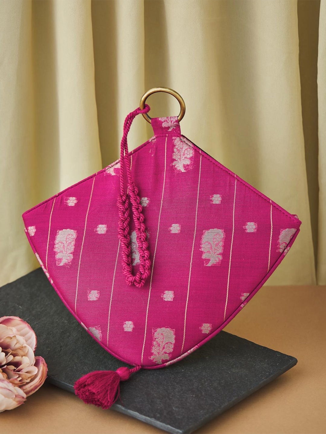 

Fabindia Printed Embellished Potli Clutch, Magenta