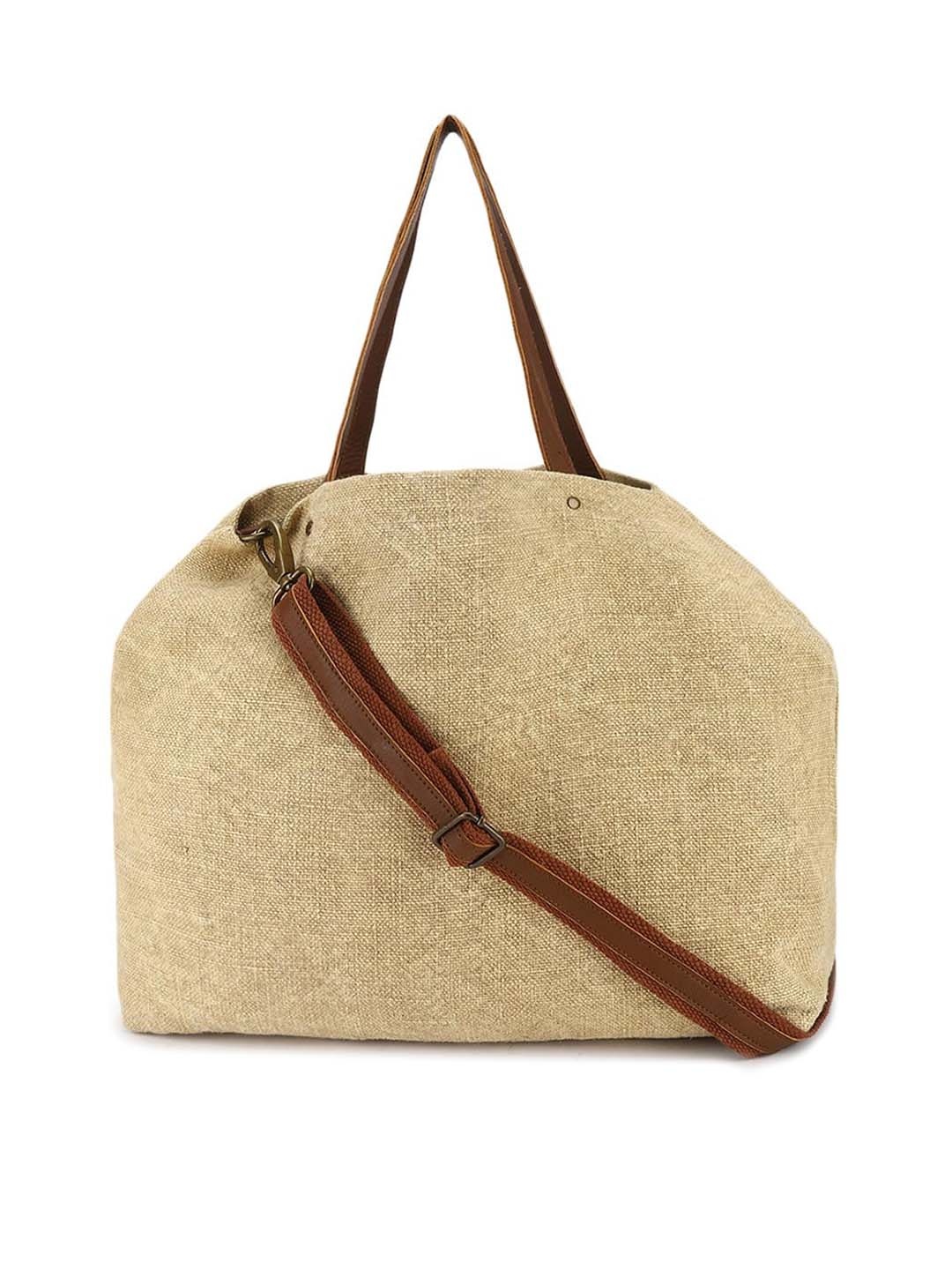 

Fabindia Oversized Structured Handheld Bag, Beige