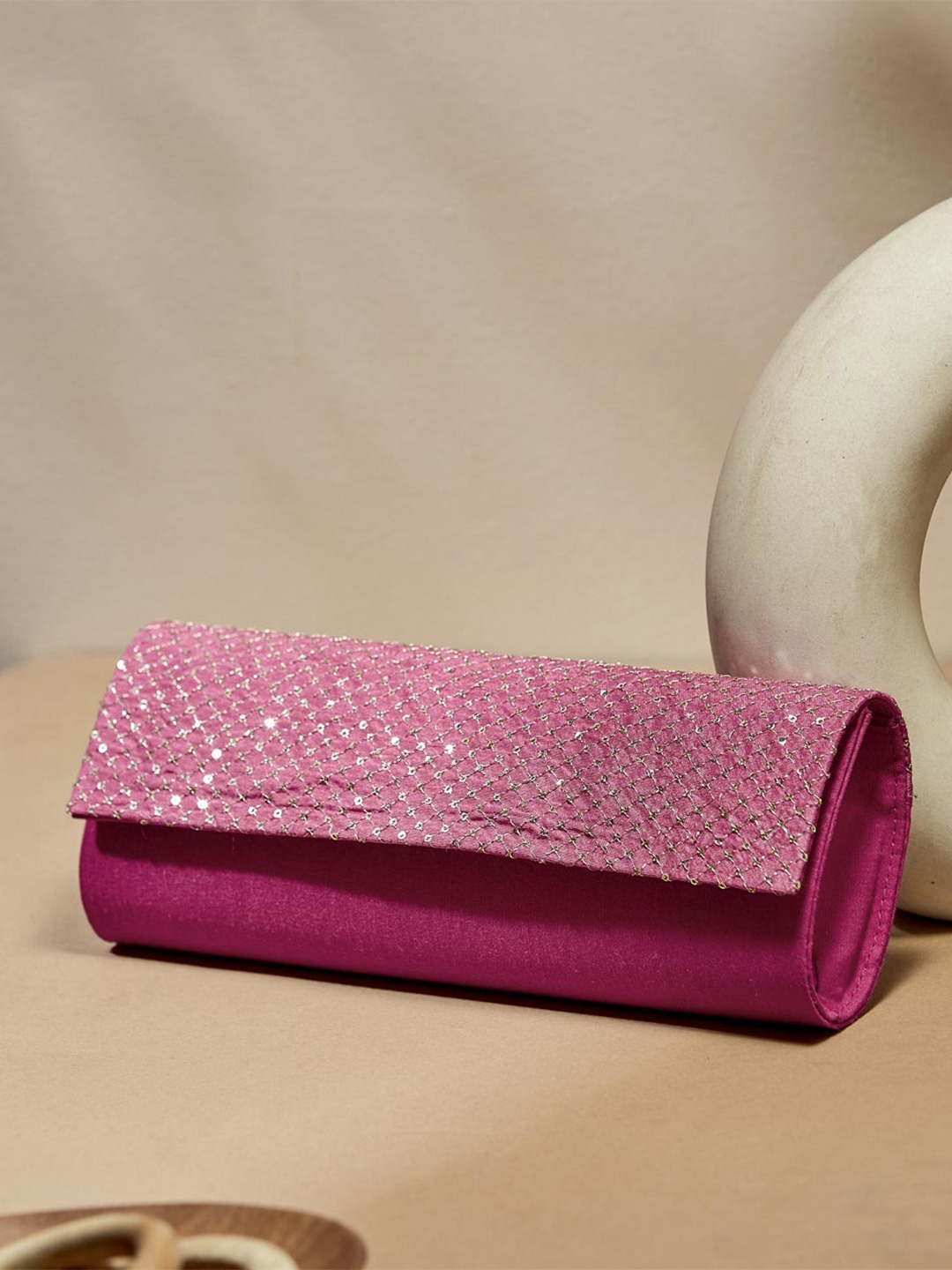 

Fabindia Embellished Envelope Clutch, Pink