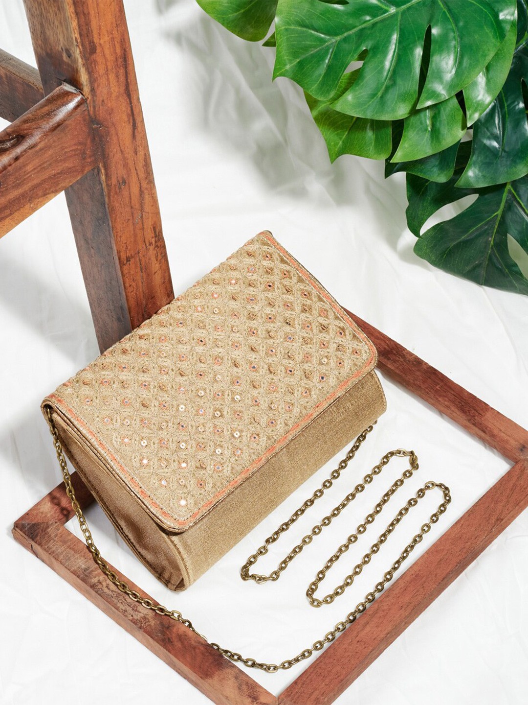 

Fabindia Embroidered Envelope Clutch, Beige