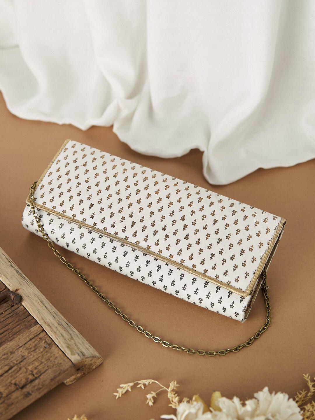 

Fabindia Printed Envelope Clutch, White