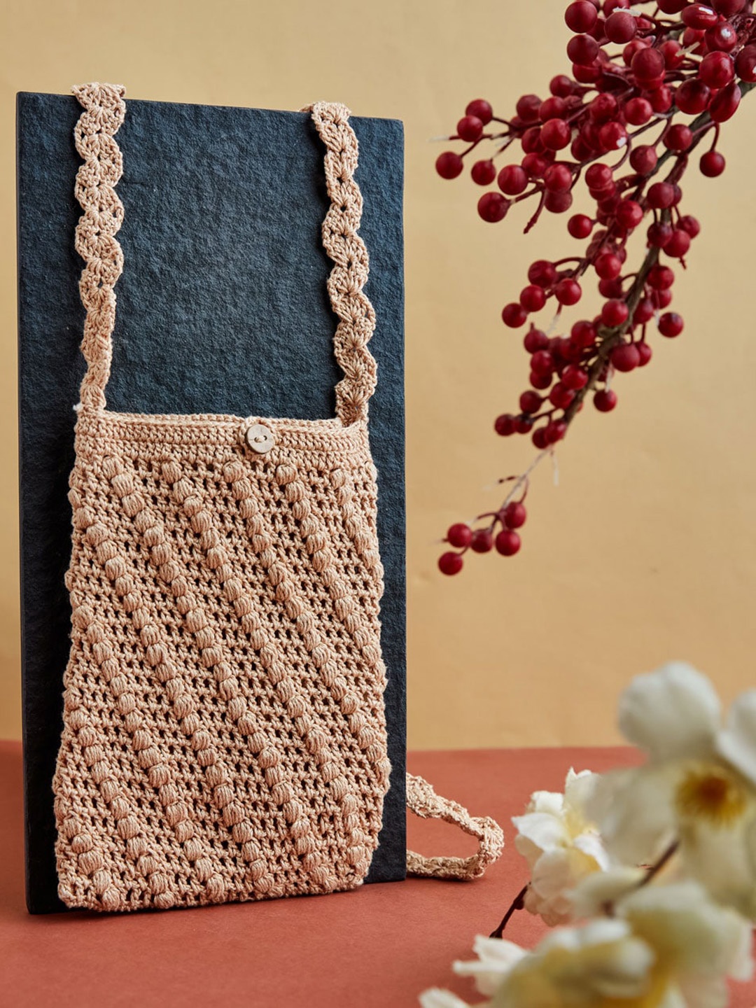 

Fabindia Cotton Structured Sling Bag, Beige