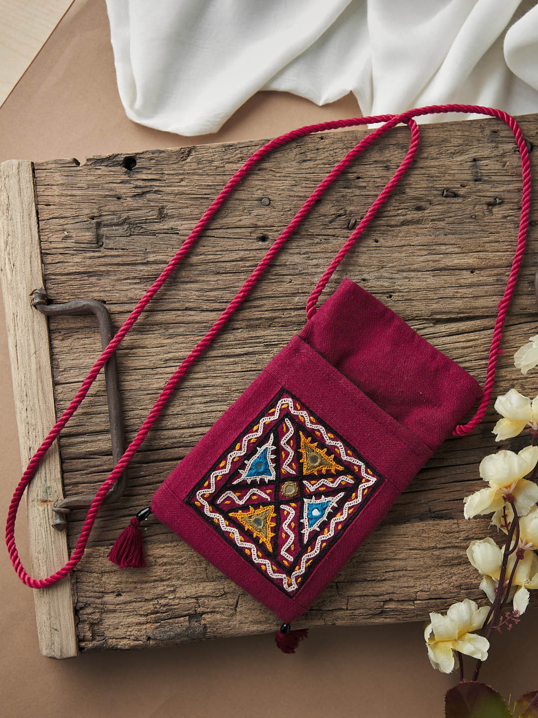 

Fabindia Structured Sling Bag, Magenta