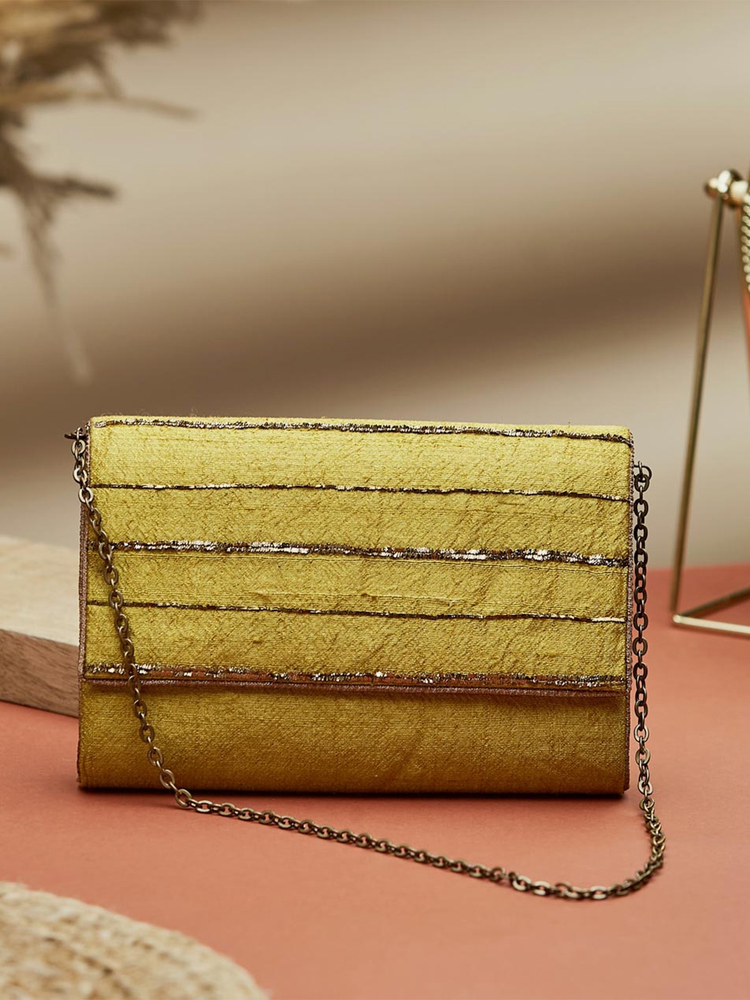 

Fabindia Embroidered Party Clutch, Yellow