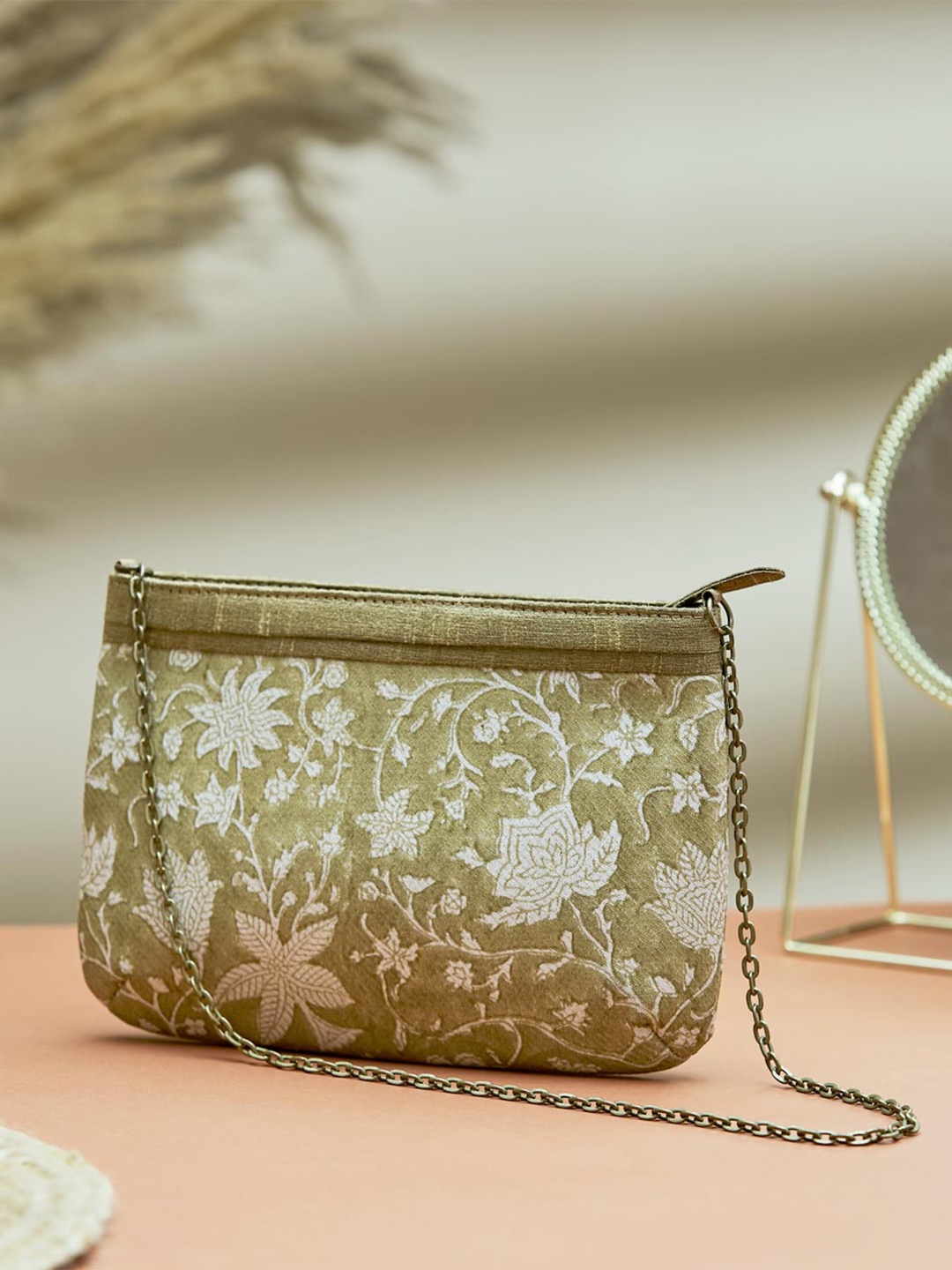 

Fabindia Woven Design Ethnic Clutch, Beige