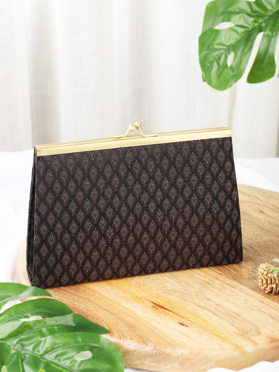 

Fabindia Woven Design Ethnic Clutch, Black