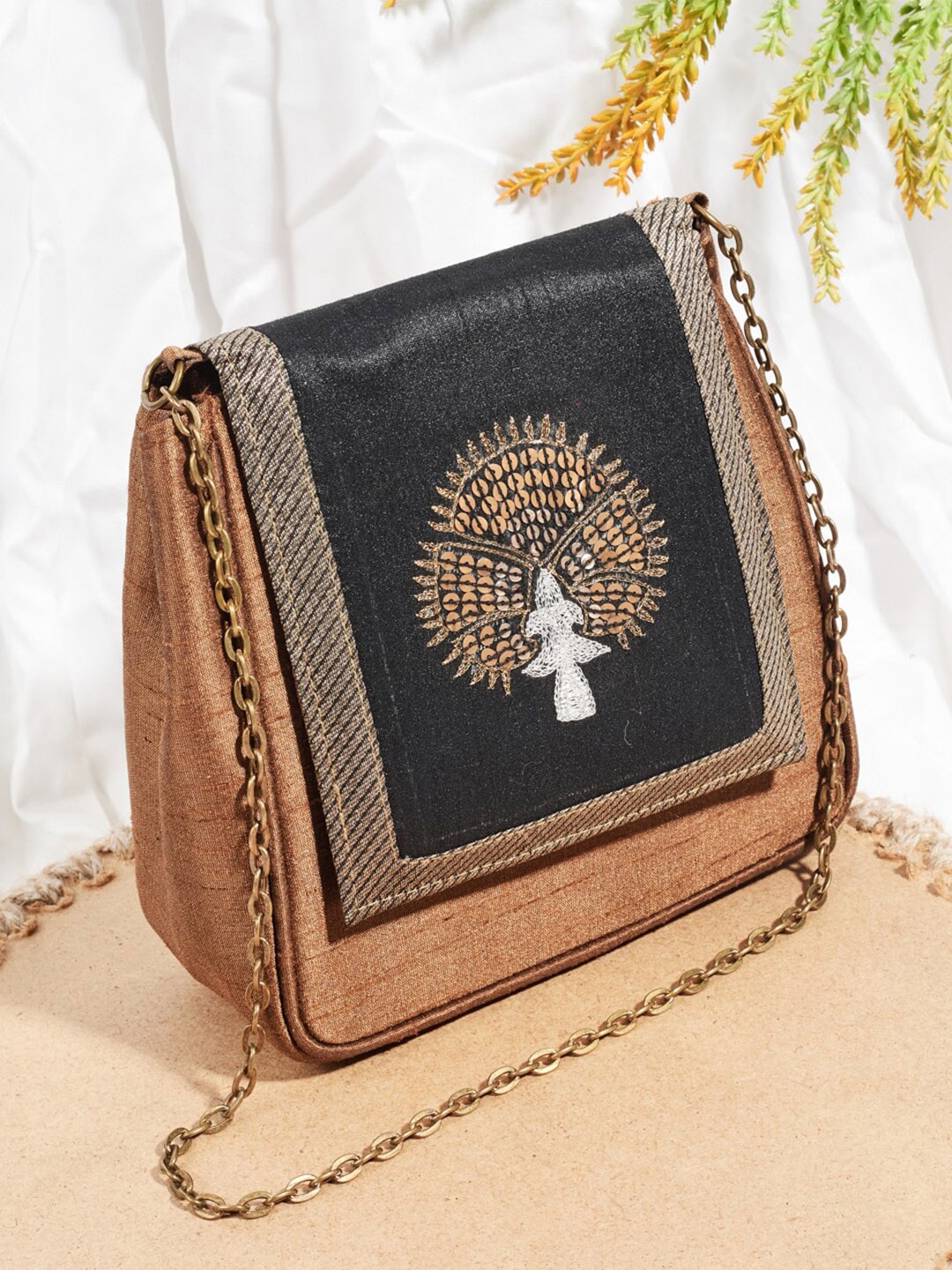 

Fabindia Embellished Party Clutch, Brown