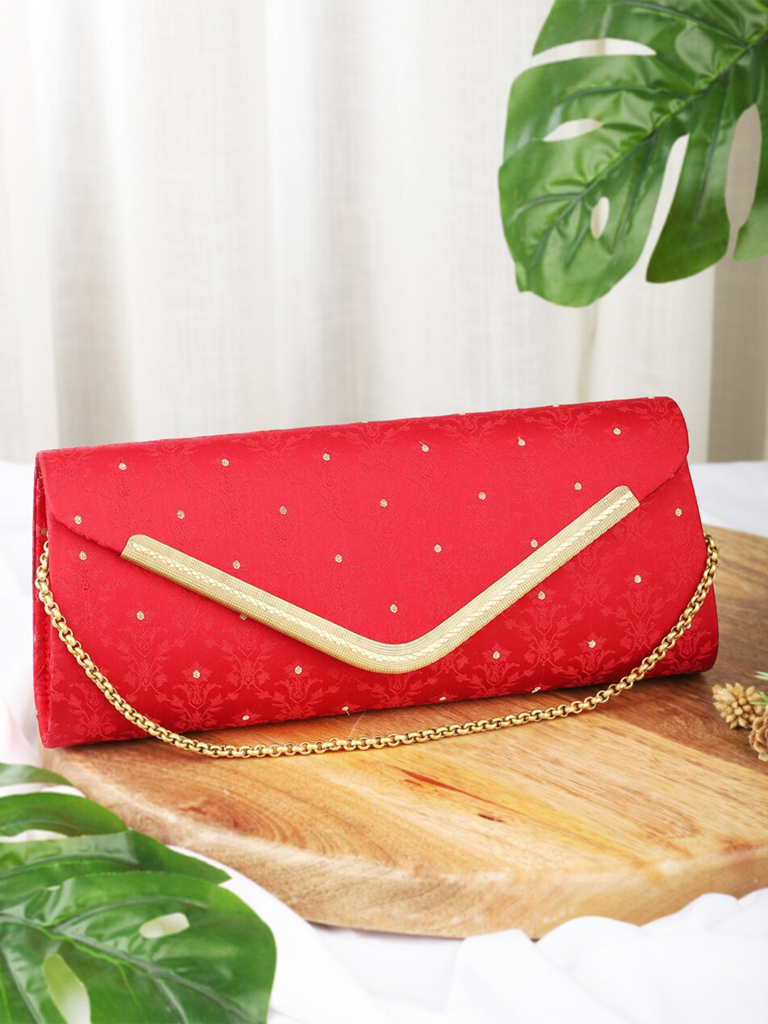 

Fabindia Printed Party Clutch, Red