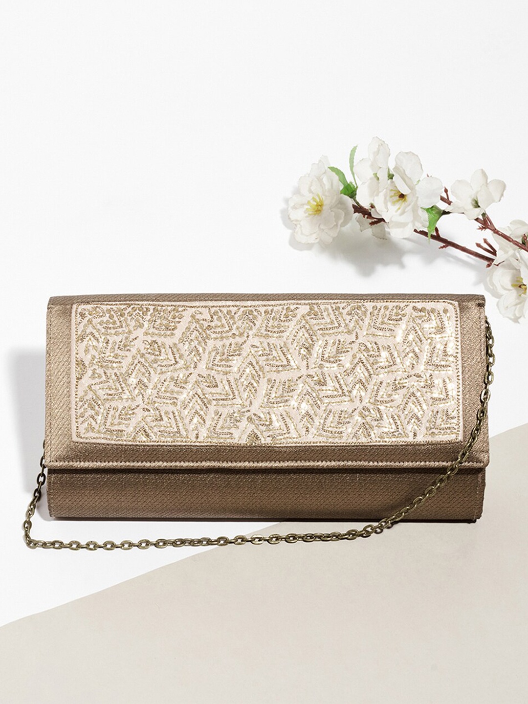 

Fabindia Embellished Foldover Clutch, Beige