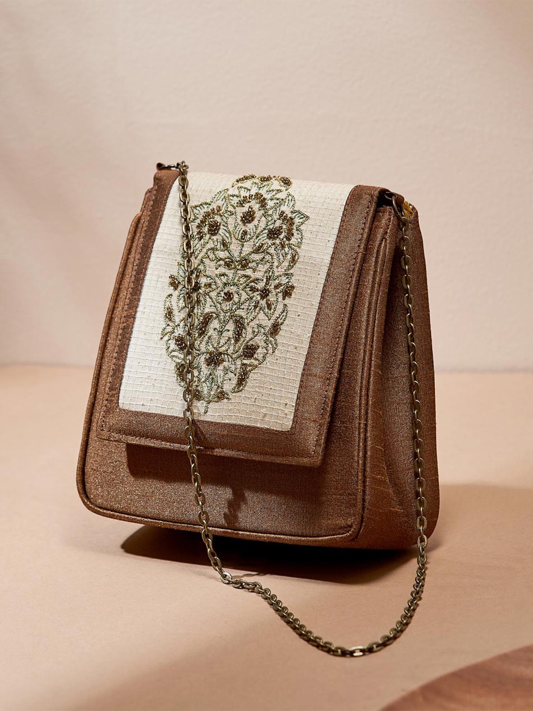 

Fabindia Embellished Purse Clutch, Copper