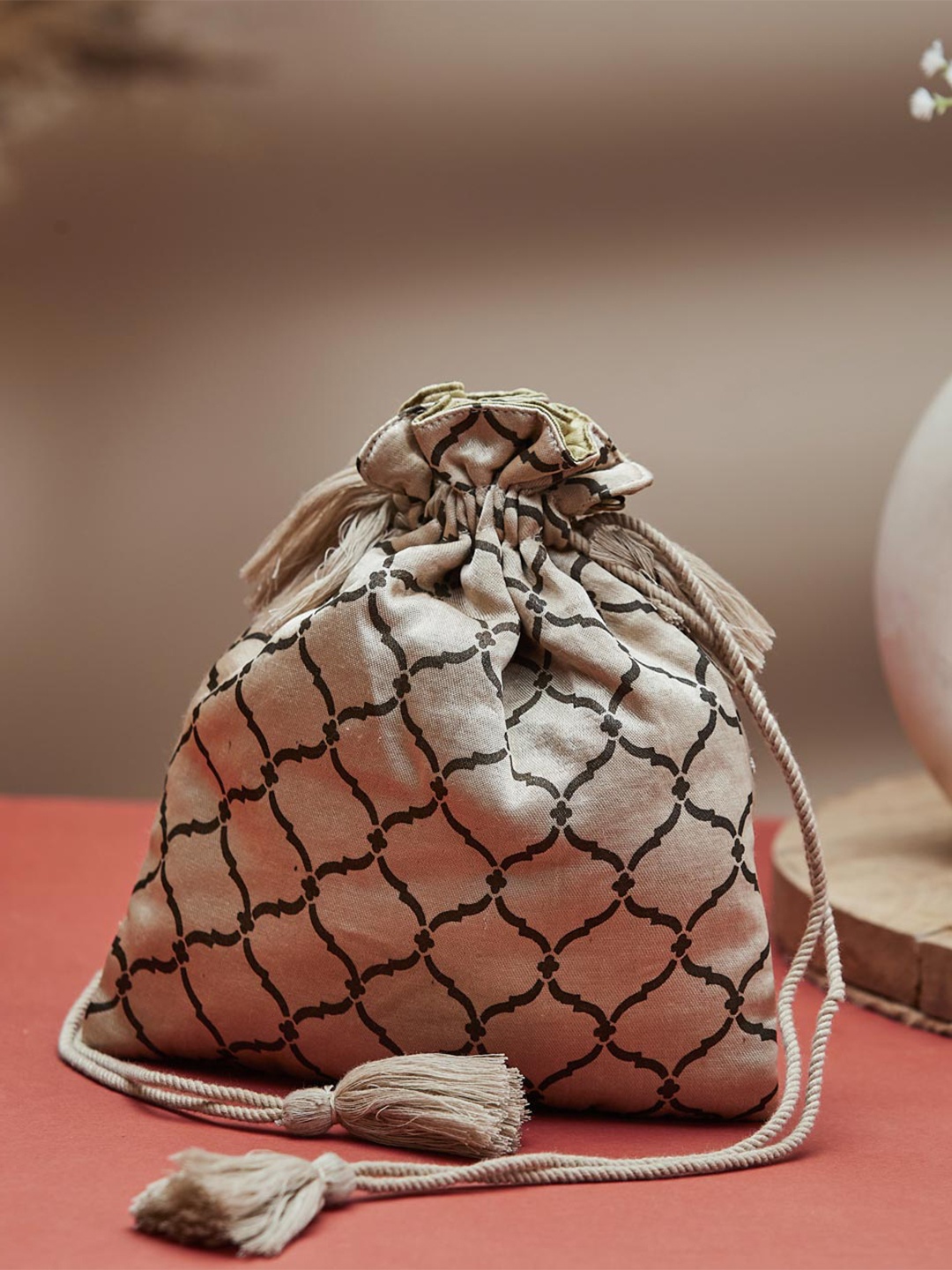 

Fabindia Embellished Potli Clutch, Beige