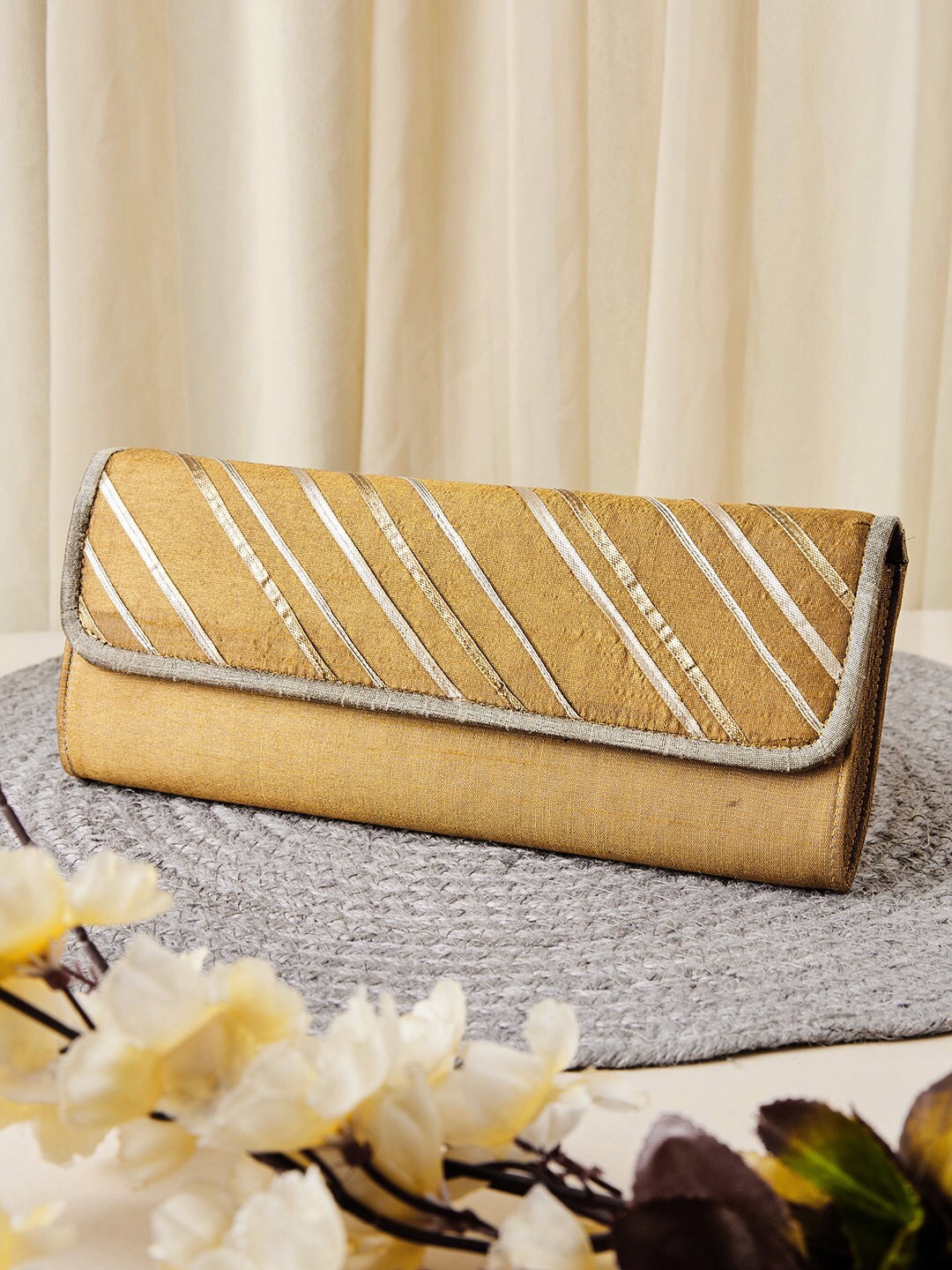

Fabindia Embellished Foldover Clutch, Mustard