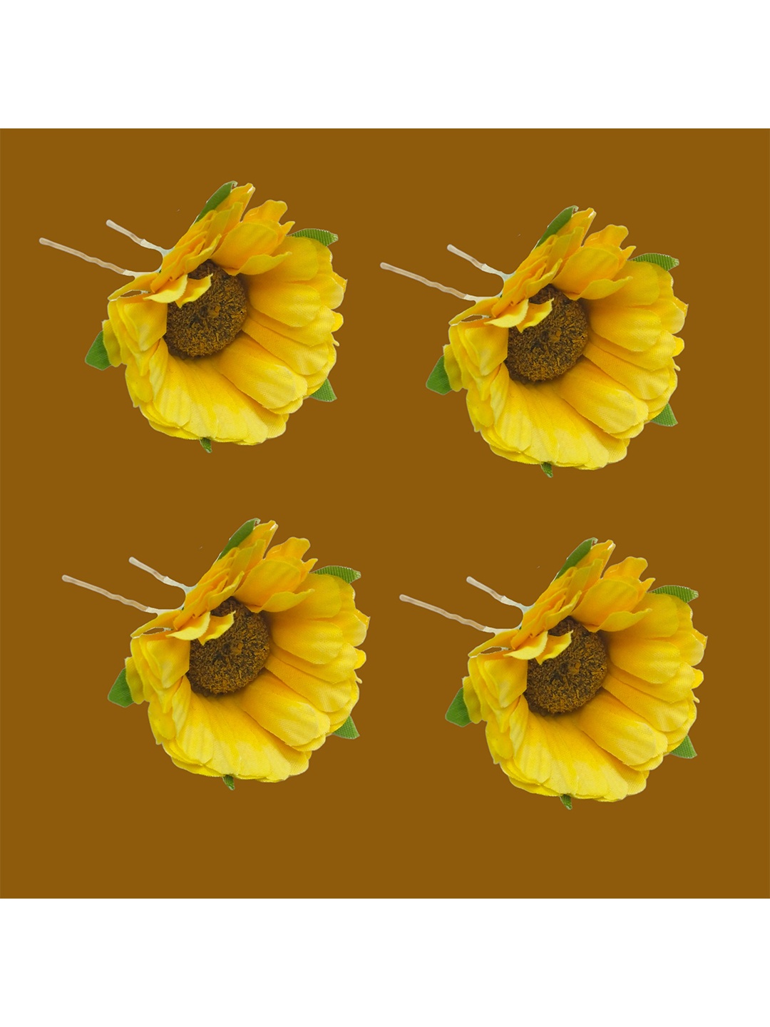 

LYF5STAR Women Set Of 4 Floral Fabric U Pins, Yellow