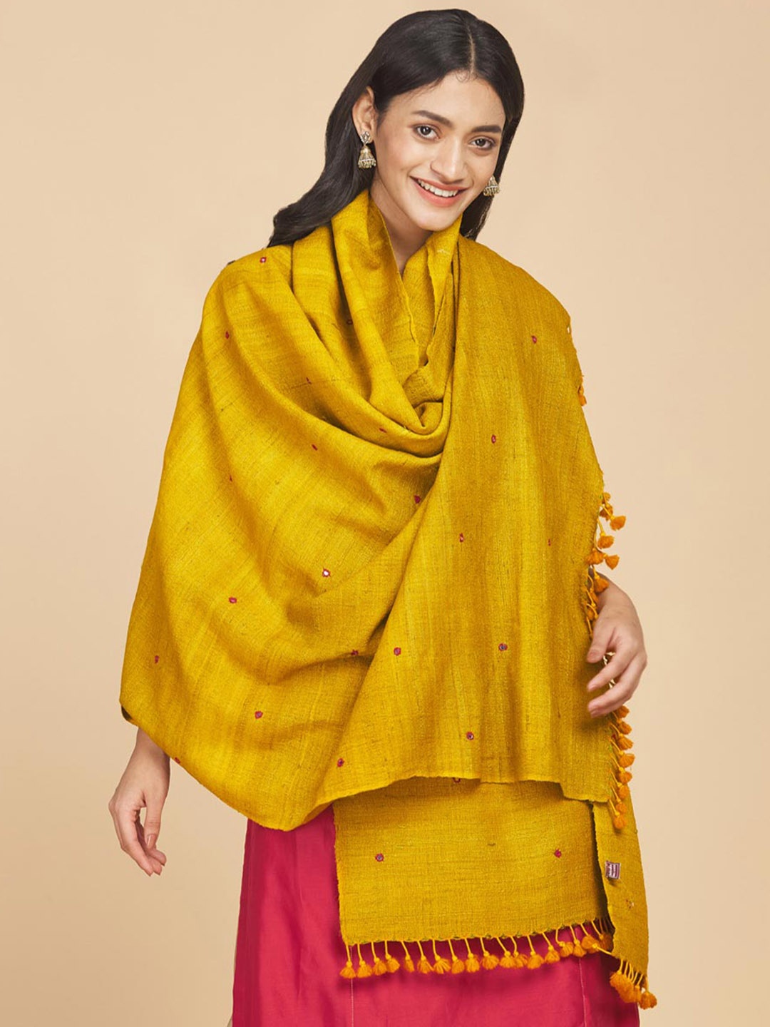 

Fabindia Women Woven Designed Shawl, Mustard