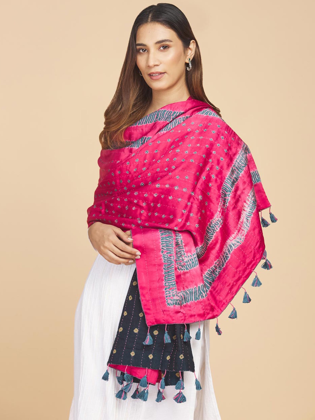 

Fabindia Women Printed Shawl, Magenta