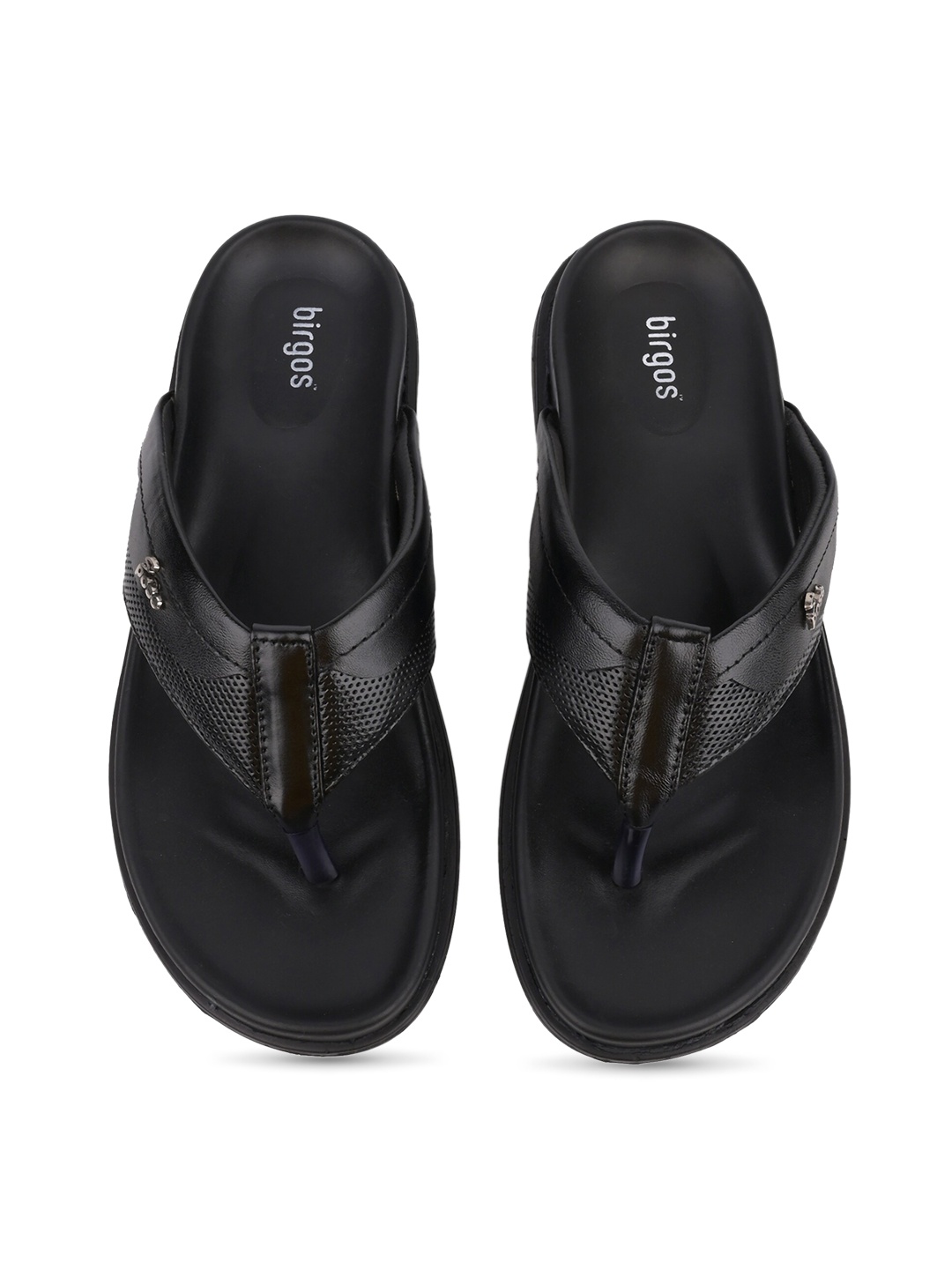 

birgos Men Leather Slip-On Comfort Sandals, Black
