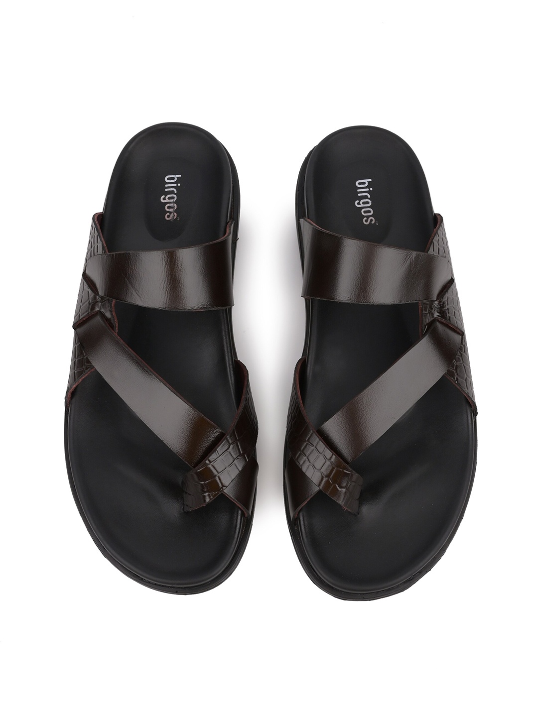 

birgos Men Leather Slip-On Comfort Sandals, Brown